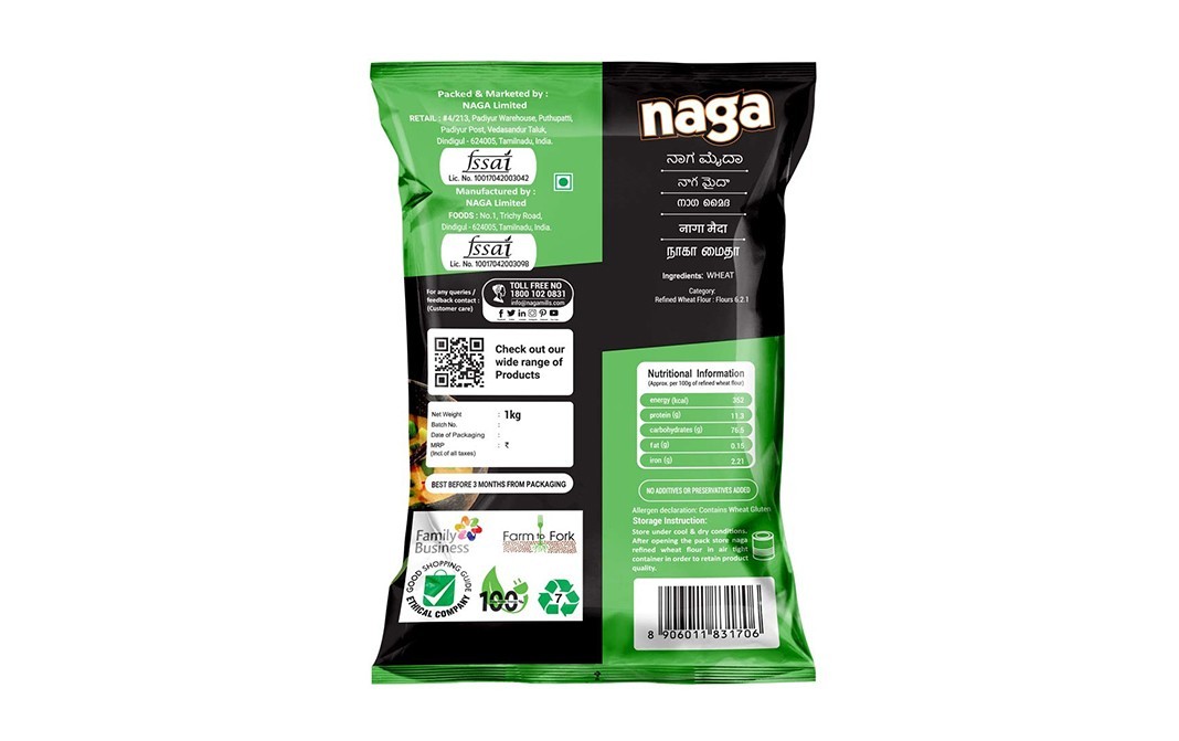 Naga Refined Wheat Flour (Maida)   Pack  1 kilogram